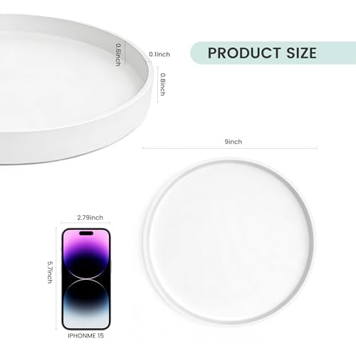 2 Pack 9" Bathroom and Vanity Tray, ABS Bathroom Counter Organizer, Coffee Table Decor for Perfume, Candles, Keys &More. Kitchen Countertop Organizer, Decorative Tray Soap Holder, White - color: White, size: 9" - 2Pcs