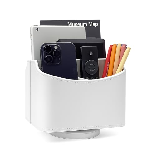 UnionBasic Rotating Desk Organizer, 360 Desk Spinning Caddy, Desktop TV Guide/Mail/Media/Remote Controller Holder Organizer,White - color: White