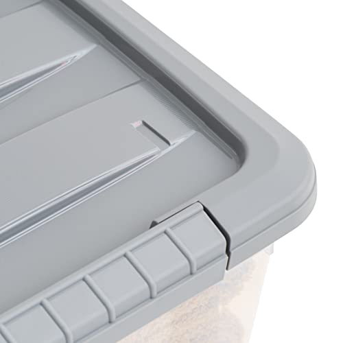 Amazon Basics Plastic Storage Containers with Secure Latching Lids, Stackable Organization Bins for Organizing, Clear/Grey, 12 Quart, Set of 6 - size: 12 Qt. - 6 Pack