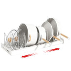 Expandable Pot and Pan Organizer Rack with 7 Stainless Steel Adjustable Shelves, for Neatly Storing Cookware, Pots, Pans, Lid - color: White（Style 1）