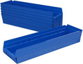 Akro-Mils 30164 Plastic Shelf Bins, Heavy Duty Storage Bins for Garage, Closet, and Drawer Organization, 24-Inch x 6-1/2-Inch x 4-Inch, Blue, 6-Pack - color: Blue
