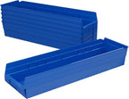 Akro-Mils 30164 Plastic Shelf Bins, Heavy Duty Storage Bins for Garage, Closet, and Drawer Organization, 24-Inch x 6-1/2-Inch x 4-Inch, Blue, 6-Pack - color: Blue