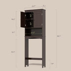 Gizoon Over the Toilet Storage Cabinet with Adjustable Shelf and Double Doors, Bathroom Space Saver Organizer Above Toilet with Open Shelf, Taller Wooden Free Standing Toilet Rack -Espresso - color: Espresso