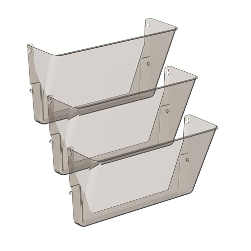 Gawerk Clear Acrylic Single Pocket, Plastic Hanging Wall Mount File Holder for Office Home (Gray, 3 Pack) - color: Gray, size: 3 Pack