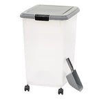 Amazon Basics Airtight Pet Food Storage Container with Scoop, BPA Free, Removable Wheels, 69 QT, Gray - size: 69 QT