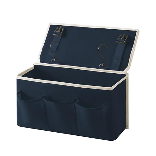 Bedside Caddy/Bedside Storage Organizer Hanging Bag with Three Options,Suitable for home beds, sofas, and dormitory beds—can hold magazines, books, phones, iPads, remote controls. (Navy Blue) - color: Navy Blue