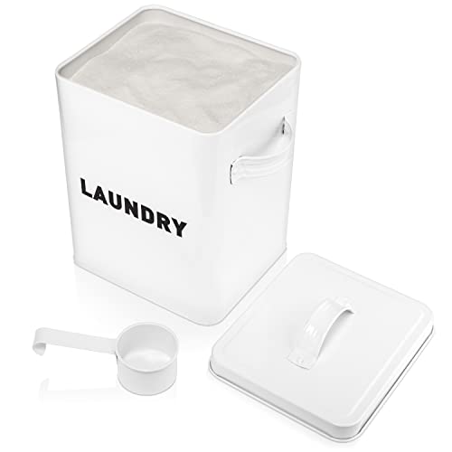 Claimed Corner Metal Storage Canisters and Containers for Home and Kitchen Organization, Function, and Decor (White Laundry Box)