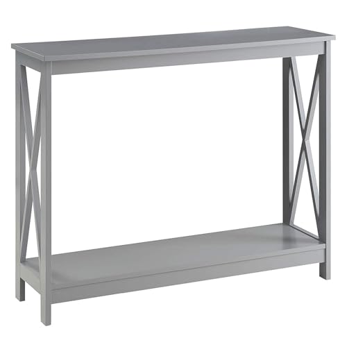 Convenience Concepts Oxford Console Table 39.5" - Sofa Table with Storage Shelf, Transitional Entryway Hall Table for Living Room and Bedroom, Display Foyer Table, Gray - color: Grey