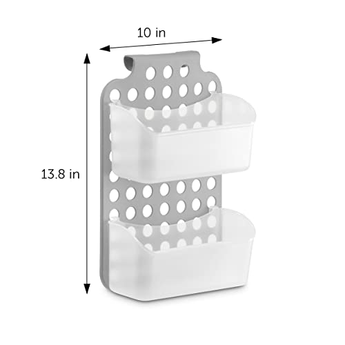 DecorRack Adjustable Hanging Storage, 2 Bins Over Shower Door Organizer, Bathroom Storage With Removable Baskets For Space Saving, BPA Free - size: 2 Bins