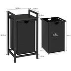 LAATOOREE Laundry Hamper, Two-Color Laundry Basket with Removable Laundry Bag and Top Shelf, Clothes Hamper for Samll Space,Laundry Room, Bedroom, Bathroom - style: 1bag-Black Walnut