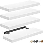 QEEIG Floating Shelves for Wall Bathroom Shelf Bedroom Kitchen Living Room Farmhouse Small Book Shelf 16 inch Set of 4, White (015-W4) - color: B. White, size: 4pcs