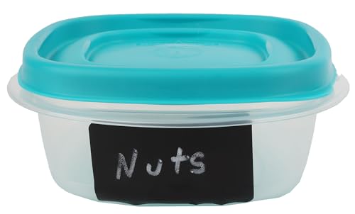 Bundle Rubber Maid Food Storage Containers 1.25 Cup Food Storage Containers 9 Peice Set, Teal Easy Find Lids, 4 Containers, 4 Lids Chalk Pen And Chalk Labels - color: Teal, size: 1.25 Cup Pack of 4