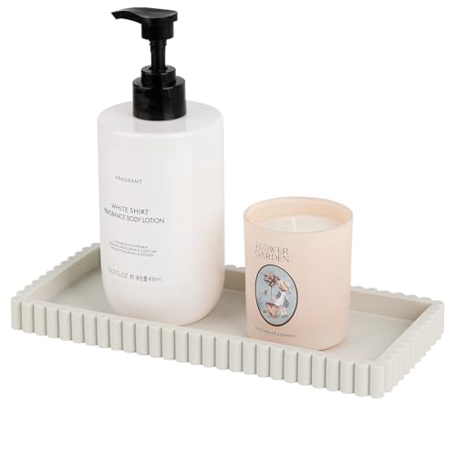 Silicone Bathroom Tray Small Vanity Organizer Rectangle Sink Caddy Sponge Holder Kitchen Counter Decor for Dish Soap, Perfume, Candle, Beige - color: Beige