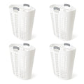 Gracious Living Easy Carry Flex Hamper, Large 87.5 Liter Lightweight Plastic Ventilated Laundry Basket Clothes Bin with Handles, White (4 Pack) - size: 4 Pack