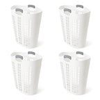 Gracious Living Easy Carry Flex Hamper, Large 87.5 Liter Lightweight Plastic Ventilated Laundry Basket Clothes Bin with Handles, White (4 Pack) - size: 4 Pack