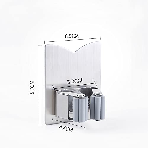 HANZE Stainless Steel Mop Broom Holder Organizer, Self Adhesive Wall Mounted Mop Organizer Storage Rack Clip for Kitchen Bathroom and Garage (Model 2 (4 Pakck)) - color: Model 2 (4 Pakck)