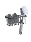 SunnyPoint NeverRust Deluxe Kitchen & Bathroom Sink Sponge Holder Organizer with Adhesive Mount - Additional Suction Cup Included – Sponge & Brush NOT Included – 7.4 x 3.3 x 2.75 Inch (Mat Black) - color: Mat Black