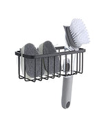 SunnyPoint NeverRust Deluxe Kitchen & Bathroom Sink Sponge Holder Organizer with Adhesive Mount - Additional Suction Cup Included – Sponge & Brush NOT Included – 7.4 x 3.3 x 2.75 Inch (Mat Black) - color: Mat Black