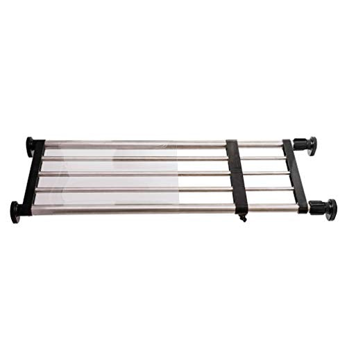 BAOYOUNI Expandable Closet Shelf Tension Rod Clothes Hanger Storage Rack Adjustable DIY Shelving Unit Cabinet Kitchen Bathroom Divider Separator Organizer, Black - color: Black, 1pc (5-bar Telescopic), size: Recommended Use Length: (19.69-31.5) IN