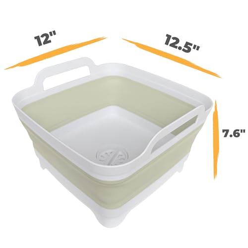 GIMWA Collapsible Wash Basin for Baby Bottles - 2.4 Gallons Portable Wash Bin for RV Camping Sink, Space-Saving Dish Tub (Green) - color: Green