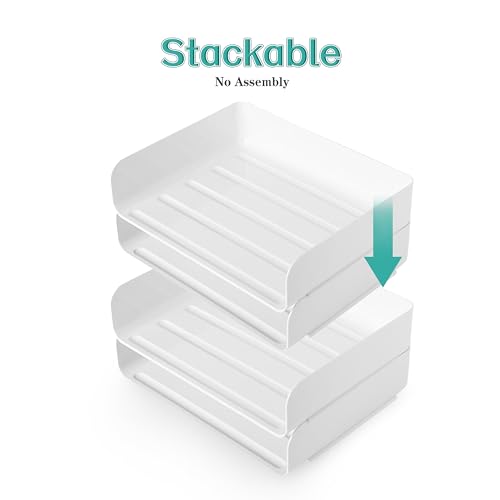 4 Tiers Stackable A4 Paper Trays, Office Desk File Holder, Tidy File Document Letter Book Paper Organizer (4 Tiers,White) - color: White, size: 4 tiers