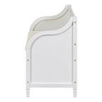Knocbel Rustic Entry Storage Bench with Hidden Compartments and Removable Cushion, Wooden Entryway Hallway Foyer Shoe Bench Bedroom End of Bed Bench (White and Beige) - color: White and Beige