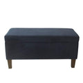 HomePop Large Upholstered Rectangular Storage Ottoman Bench with Hinged Lid, Navy - color: Navy
