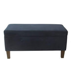 HomePop Large Upholstered Rectangular Storage Ottoman Bench with Hinged Lid, Navy - color: Navy