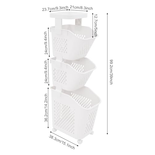 3-Tier Plastic Laundry Hamper Sorter with Wheels,Tiered Laundry Basket Organizer with 4 Removable Baskets,Rolling Laundry Storage Cart for Bathroom,Bedroom,Kitchen - color: 3-Tiers