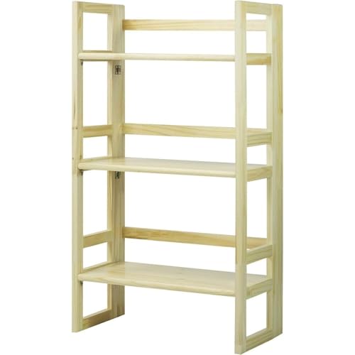 HomeStock 3-Shelf Stackable Folding Office Wood Furniture Bookcase, Contemporary Home and Office Furniture, Sturdy Wooden Shelving Storage Natural/20.75 Inch - color: Natural, size: 20 75 Inch