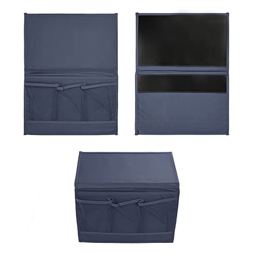 Surblue Bedside Caddy 4 Pockets Bedside Storage Organizer for TV Remote Control Phone Glasses Magazine (Navy) - color: Navy