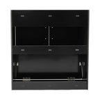 Wall Mounted Folding Desk with LED Light, Space-Saving Laptop Table for Home Office, Writing Workstation with Storage Shelves and Drawer, Floating Cabinet, 58x20x60cm (Black) - color: Black