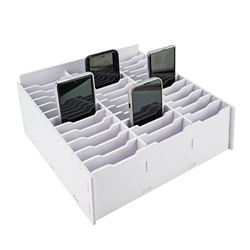 SANFURNEY 36 Slots Cell Phone Storage Box for Classroom Calculator Holder Class Cell Phone Organizer White - color: style-A-36-white