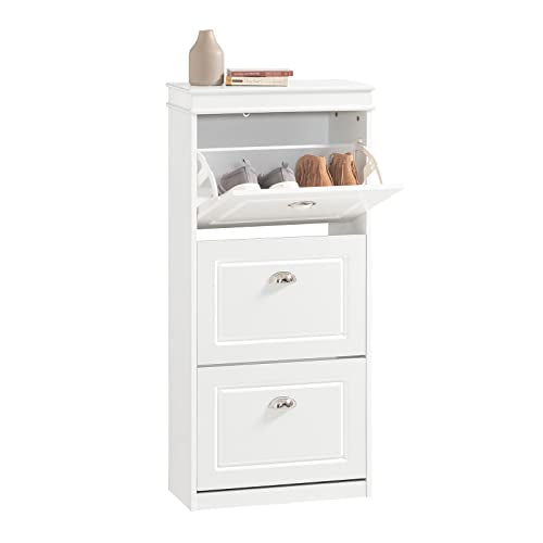 Haotian Narrow Shoe Cabinet, Slim Shoe Rack Entryway, Hidden Shoe Storage Organizer with 3 Flip Drawer for Hallway White FSR94-W - color: White, size: 3 Drawers:20.8x9.4x46"