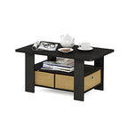 Furinno Andrey Coffee Table, Small Modern Coffee Table with Storage and Bin Drawer, Side Table for Living Room, Bedroom, Home Office, Dark Espresso - color: Dark Espresso/Brown, style: 2 Bin