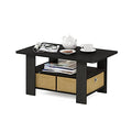 Furinno Coffee Table with Bins, Espresso/Brown - color: Espresso/Brown, style: 2 Bin