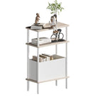 Narrow Side Table with Fabric Basket, End Table for Small Spaces, Slim Nightstand with 3-Tier Storage Shelf, Sofa Beside Table, for Living Room, Bed Room, Natrual Oak - color: Natrual Oak