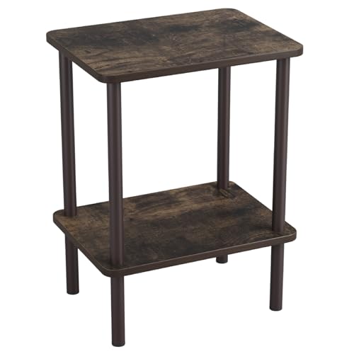 Apicizon 2 Tier End Table, Small Side Table with Solid Wood Legs, Boho Bedside Table with Storage Shelf, Nightstand for Small Spaces, Bedroom, Living Room, Entryway, Easy Assembly, Rustic Oak - color: Dark Rustic Oak, size: 1 Set, style: 2 Tier