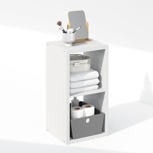 Furinno Cubic Closet Organizers and Storage, 2-Cube Closet Organizer, Open Shelf Closet Storage, Extra Thick Frame for Wardrobe, Bedroom, Living Room, White - color: White, size: 2-Cube