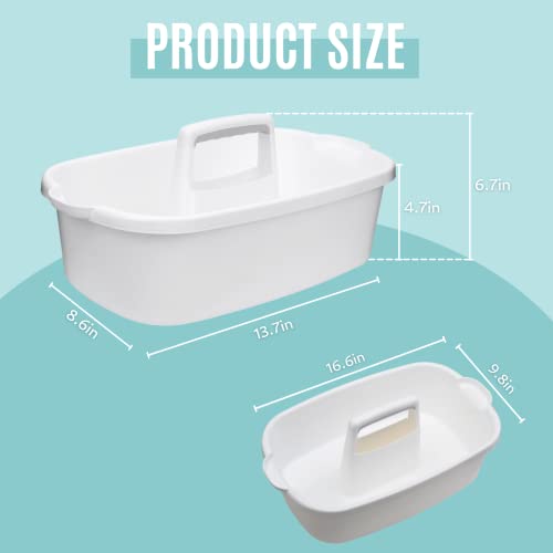 Cleaning Caddy Organizer with Handle, White Plastic Bucket for Cleaning Supplies Products, Cleaning Tool Storage Tote, 2 Pack - color: White, size: 2 Pack