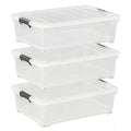 25 Quart Clear Plastic Latch Storage Box with Wheels, Under Bed Storage Box, 3 Pack - size: 25 Quart