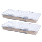 VEVOR Under Bed Storage with Wheels, 39.8 x 20.1 x 5.9 inch Underbed Containers, Underbed Shoes Organizer with Lid & Gray Latch, Rolling Under the Bed Storage Bins for Clothes Shoes Blankets, 2 Pack