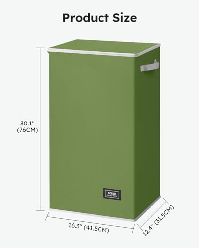 SOLEDI Laundry Hamper with Lid 100L Large & Tall Collapsible Laundry Basket, Clothes Hamper with Bag Removable Easy to Carry, Dirty Hampers for Bedroom, Bathroom, Dorm, College, Dark Green - color: Dark Green, size: 100L