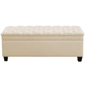 WUTUTUEE 51" Fabric Storage Ottoman Bench, Upholstered Rectangle End of Bed Storage Ottoman Tufted Living Room Bedroom Bench with Safety Hinge, Solid Wood Legs, Loads 500 lb(Khaki) - color: Khaki-fabric