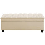 WUTUTUEE 51" Fabric Storage Ottoman Bench, Upholstered Rectangle End of Bed Storage Ottoman Tufted Living Room Bedroom Bench with Safety Hinge, Solid Wood Legs, Loads 500 lb(Khaki) - color: Khaki-fabric