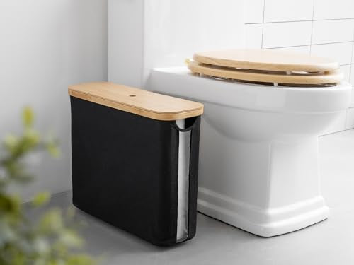 StorageWorks Toilet Paper Storage Basket, Papers Container with Bamboo Lid, Medium Toilets Holder for Up to 9 Mega Rolls, Organizer for Bathroom, Black, 1 Pack - color: Black, size: Medium