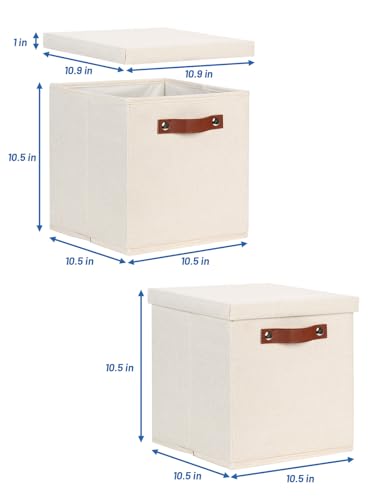 Temary Foldable Fabric Storage Bins with Lids, 2-Pack Storage Bin for Organizing Living Room, Closet Organization, Multi-Purpose Storage Boxes for Clothes (Beige, 10.5x10.5x10.5 inch) - color: Beige, size: 10.5×10.5×10.5