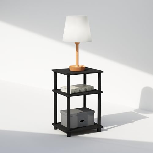 Furinno Just 3-Tier Turn-N-Tube Open Storage Nightstand, 1-Pack, Plastic Poles, Americano/Black - color: Americano/Black, size: 1-Pack, style: 1-Pack