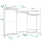 Ulif E13 Pro Heavy Duty Clothes Rack（With 4 Hanger Rods & 8 Shelves） Freestanding Clothing Racks for Hanging Clothes，Adjustable Closet，Metal Garment Rack 75" W x16 D x77 H，Max Load 1000LBS，White - color: White, size: E13 Pro