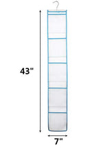 ALYER Narrow Mesh Fabric Shower Caddy Organizer with Hanger,Hanging Mesh Pockets for Shampoo, Conditioner, Soap and Body Wash (Blue) - color: Blue-hanger